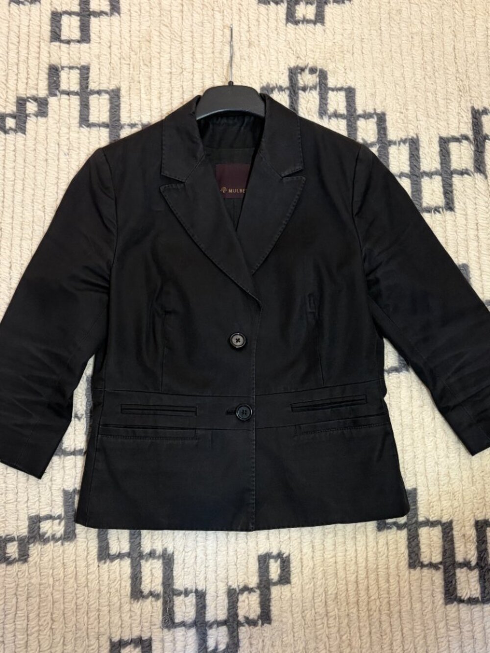 Mulberry Vintage Black Fitted Cotton Blazer Made in Italy UK 12